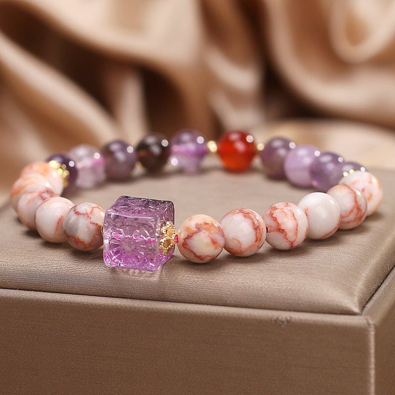 Handcrafted Amethyst Agate Bracelet for Women's Healing by Tinkers