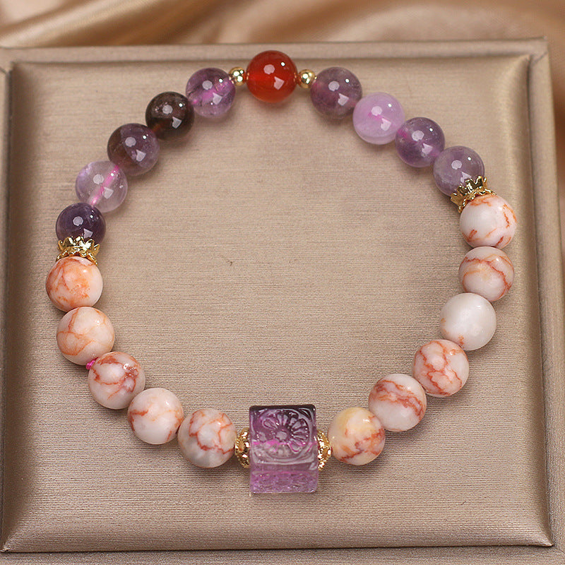 Handcrafted Amethyst Agate Bracelet for Women's Healing by Tinkers