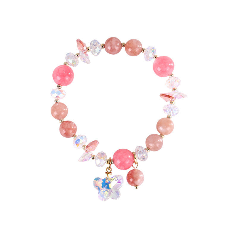 Transparent Glass Ball Strawberry Quartz Bracelet Women