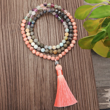 Stone Lotus Yoga Necklace Bracelet Ball Bead Chain Charm