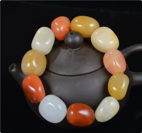 Tinkers Jade Pebble Bracelet Natural Gobi Artisanal Collection - 0