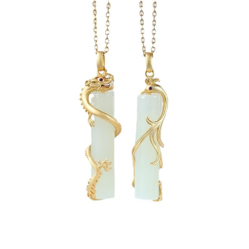 Tinkers Hetian Jade Drache Phoenix Anhänger – Aura Balance