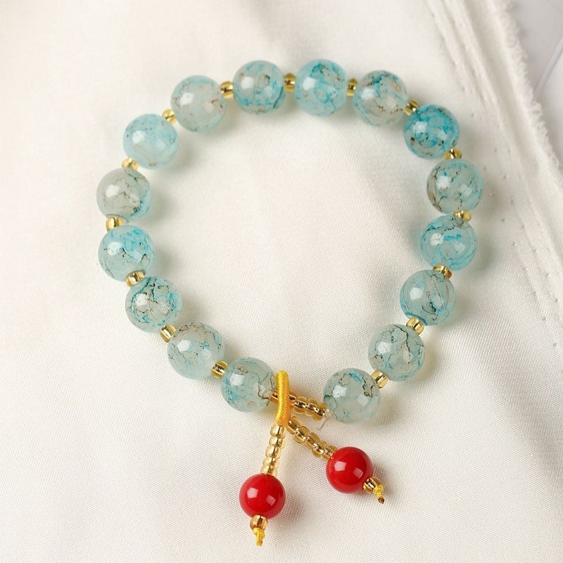 Geometric Ceramic Womens Bracelet With Crystal String Beads