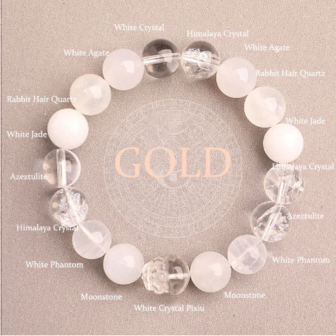 Fünf Elemente Kristall Erdbeerquarz Glücksbringer Armband