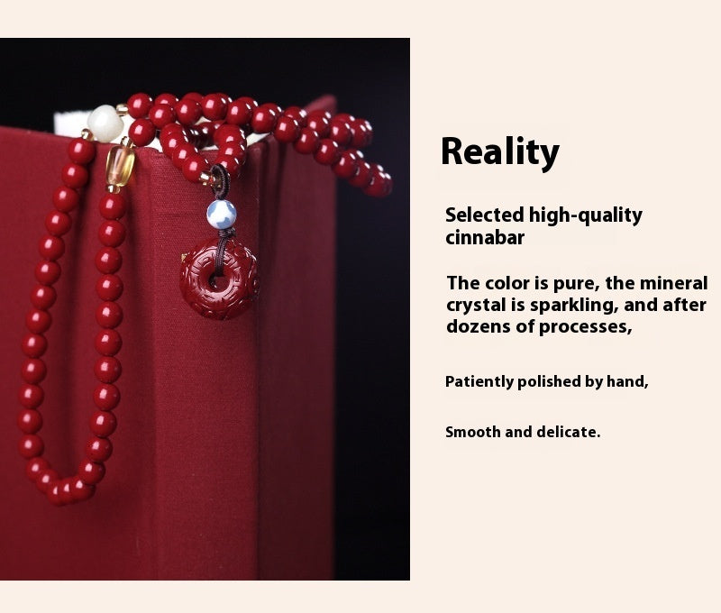 Cinnabar Purple Gold Sand Buddha Beads Rosary Bracelet