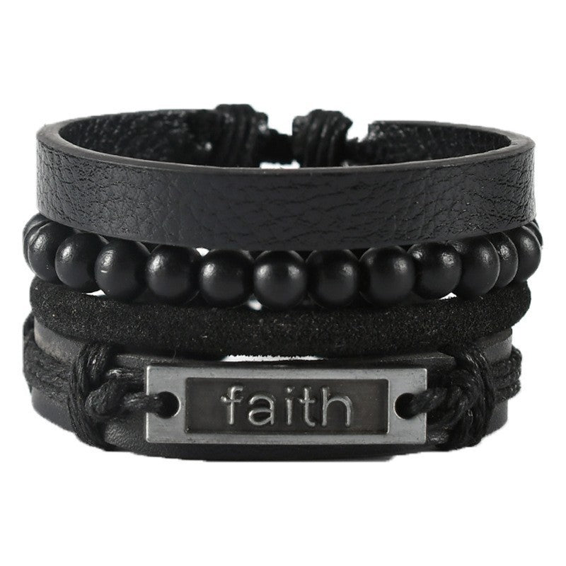 Tinkers Leather Woven Multi Layer Suit Wing Bracelet Premium - 0