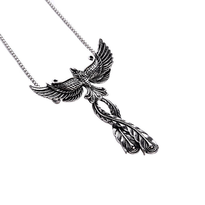 Fashion Alloy Big Phoenix Pendant Necklace Unisex Jewelry