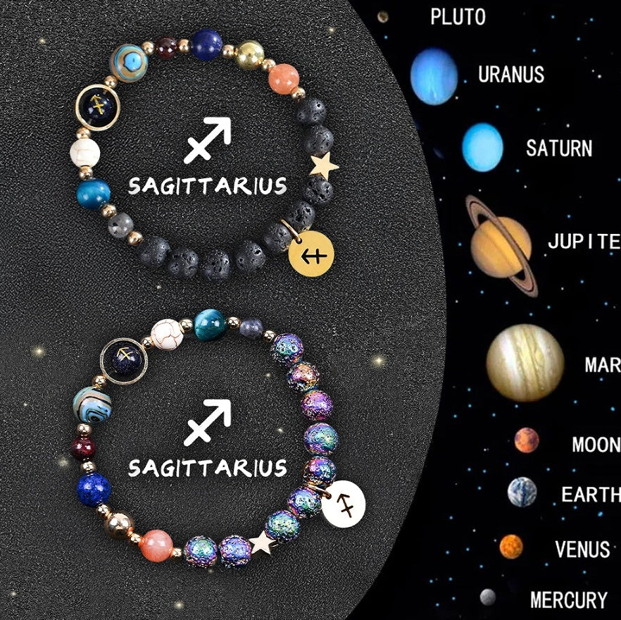 Natural Zodiac Stone Balance Bracelet Set Mens Gift