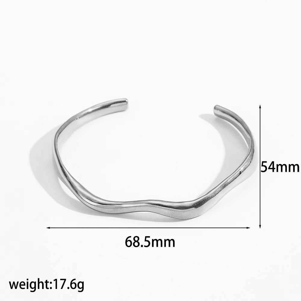 Irregular Open Cuff Bracelet — Minimalist Stainless Steel Bangle