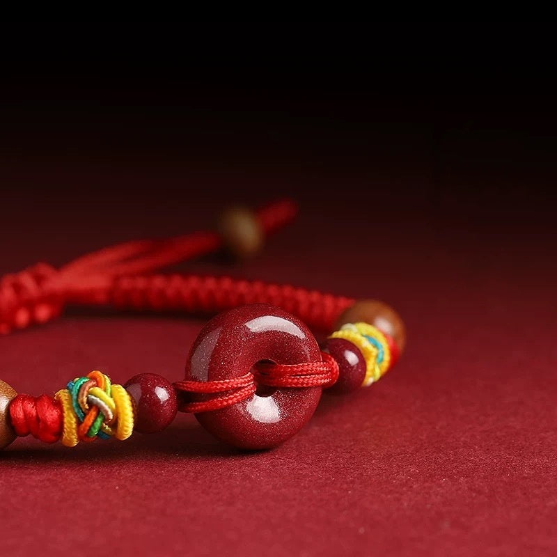 Red Stone Buckle Rope Bracelet Unisex Adults And Children