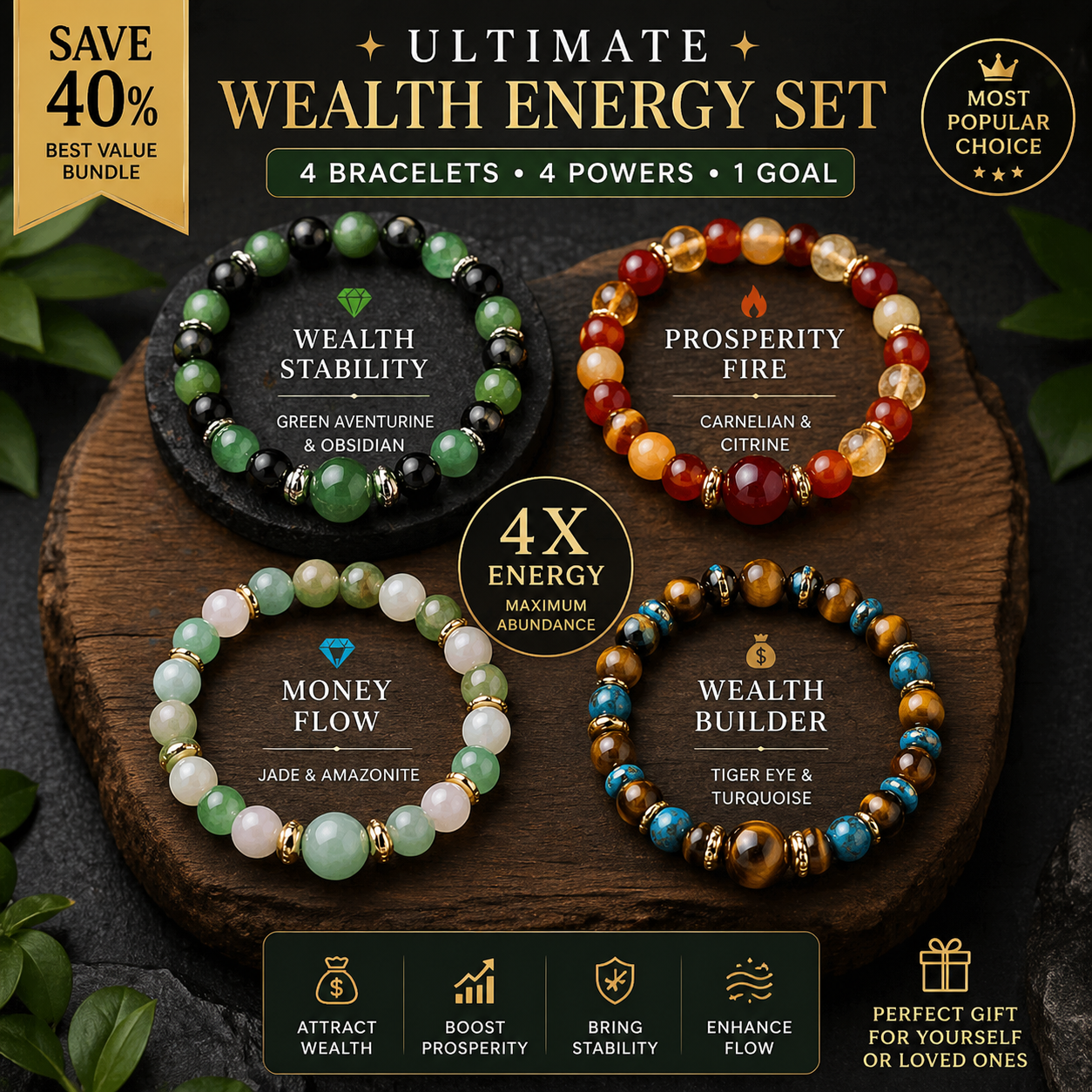 Natural Tigereye Crystal Beaded Bracelet Signature Edition