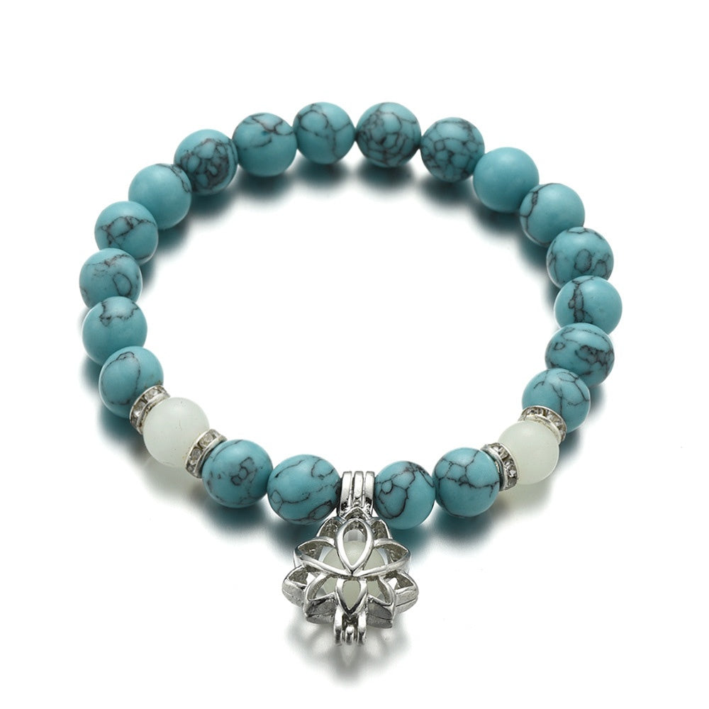 Turquoise Lotus Healing Glow Bracelet for Men Women Tinkers