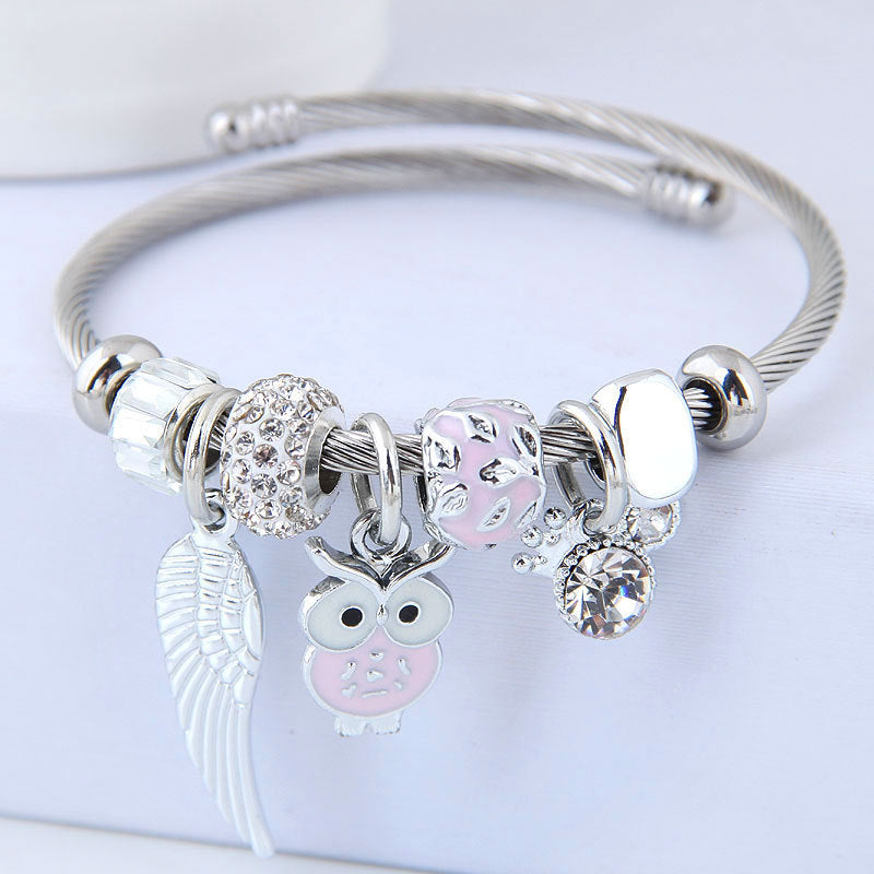 Tinkers Tinkers Stainless Steel Limited Beaded Owl Bracelet - 0