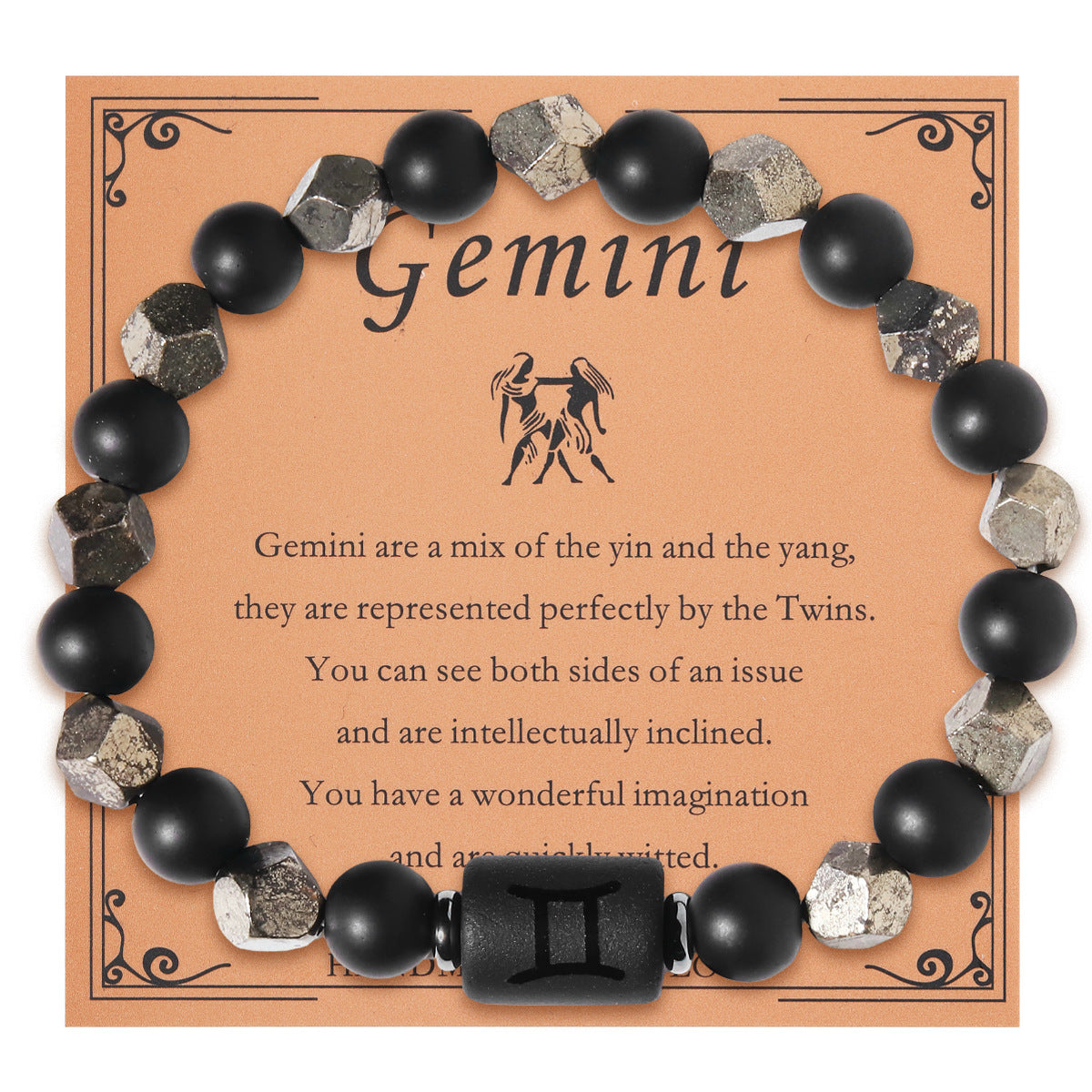 Zodiac Natural Stone Bracelet – Constellation Beaded Cuff with Gift Card