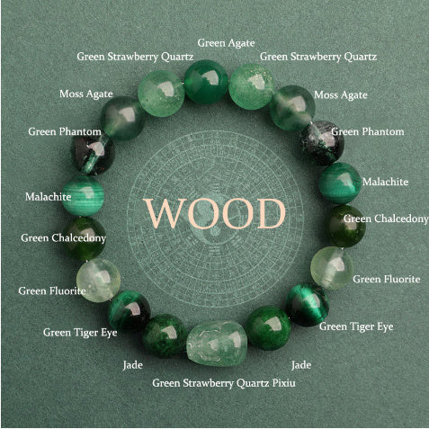 Fünf Elemente Kristall Erdbeerquarz Glücksbringer Armband