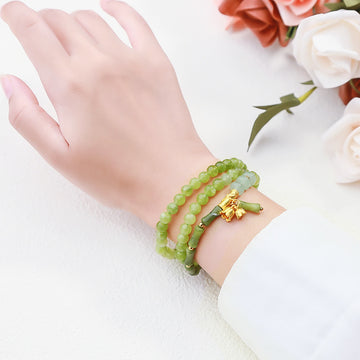 Gray Jade Multi Circle Bamboo Bracelet For Girls Gift