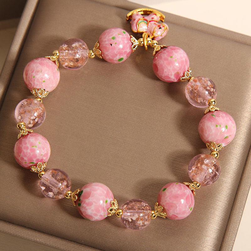 Cherry Blossom Luminous Glass Crystal Bracelet for Women