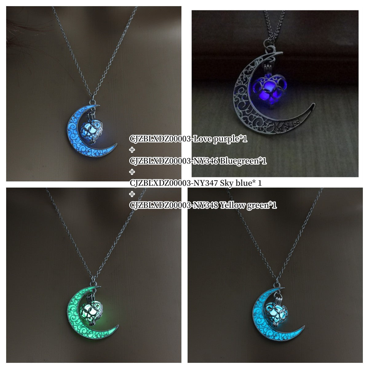Glowing Pendant Necklace Silver Plated Chain for Women