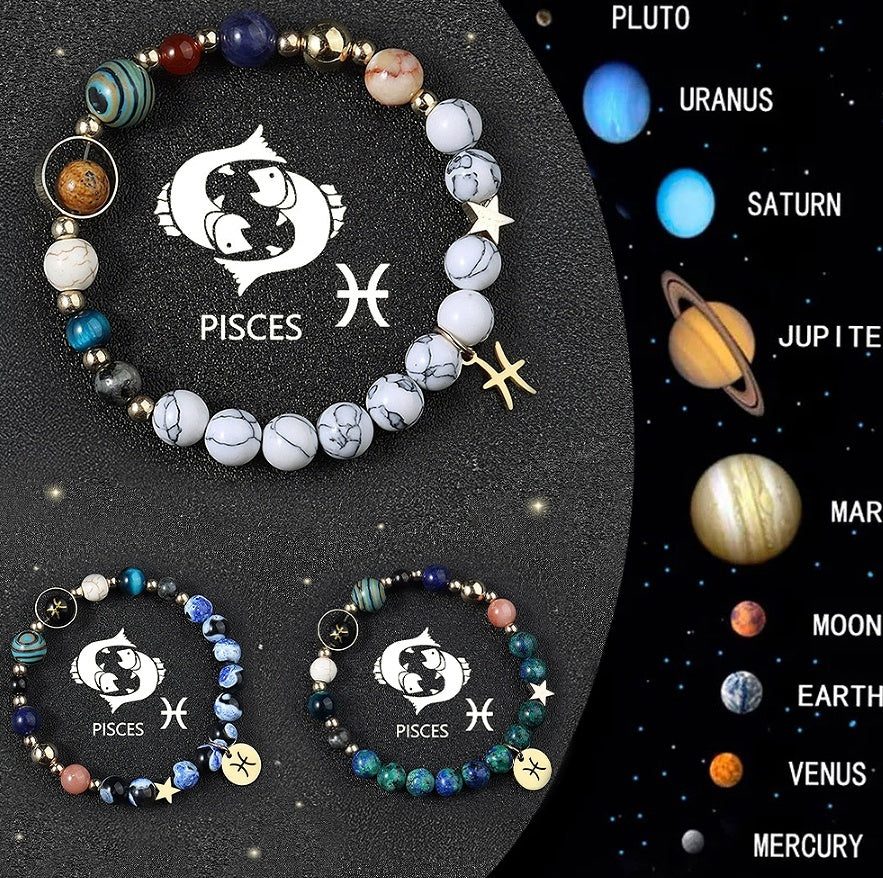 Natural Crystal Zodiac Bracelet Set 3pcs Healing Gift by Tinkers