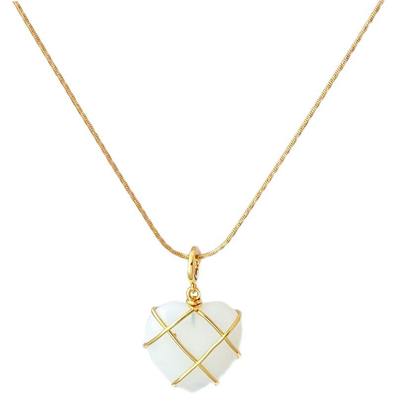 Moonstone Necklace Cartoon Princess Jewelry Gold Plated