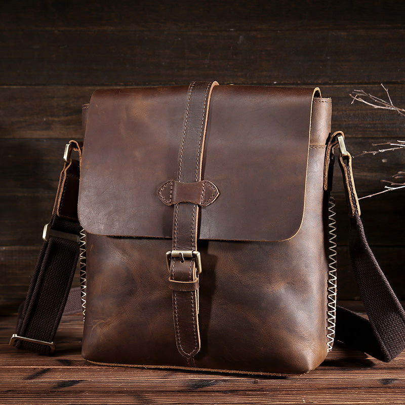 Vintage Top-Grain Leather Messenger Bag