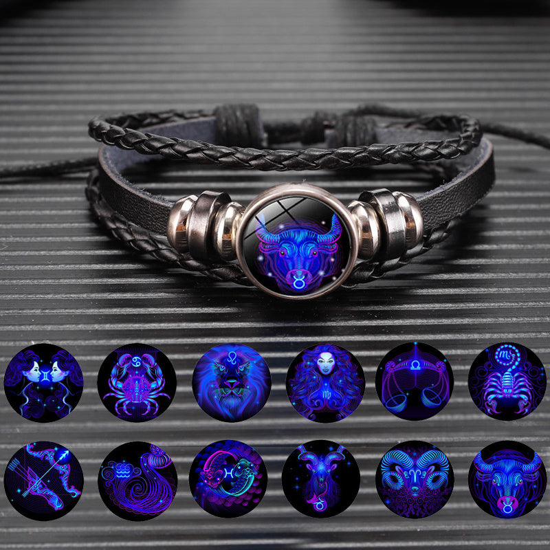 Zodiac Constellation Leather Wristband
