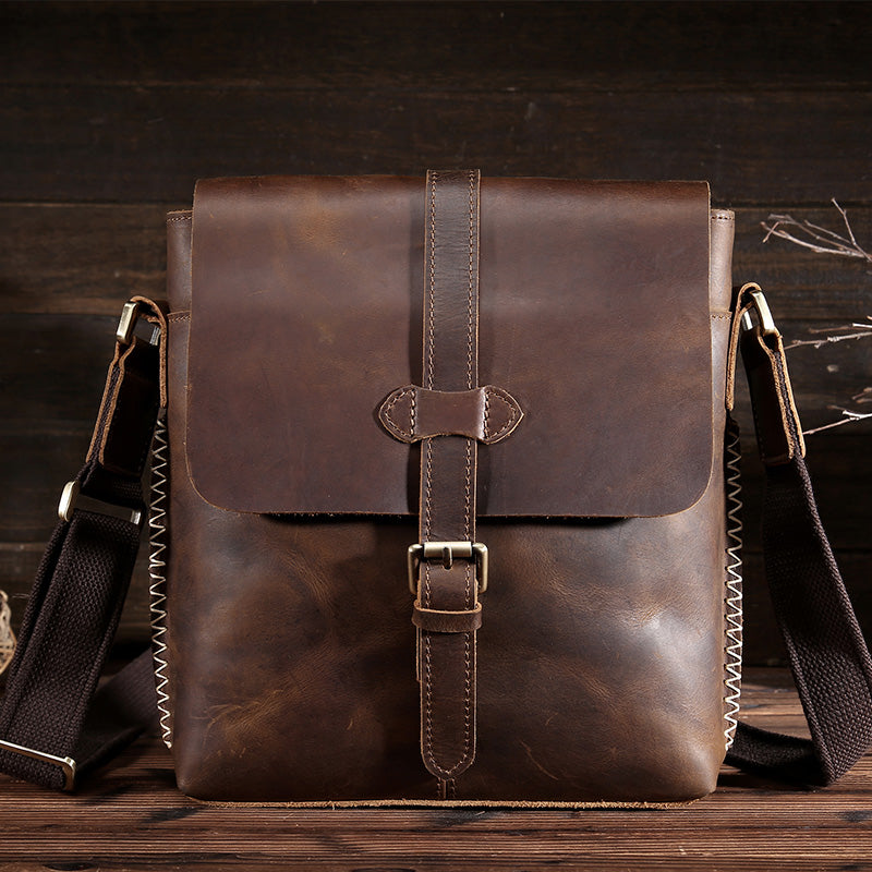 Vintage Top-Grain Leather Messenger Bag