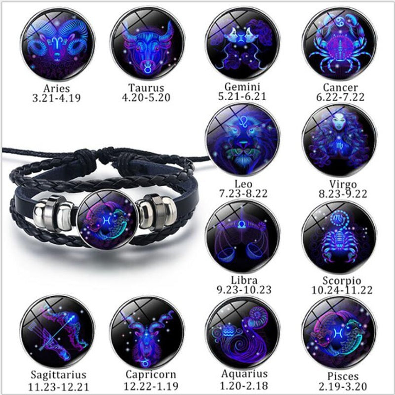 Zodiac Constellation Leather Wristband