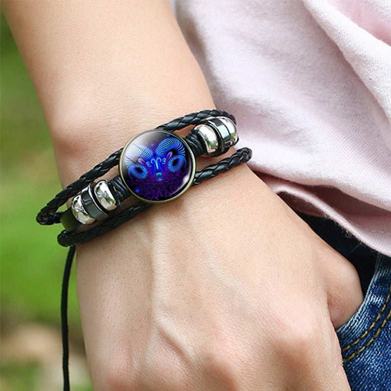 Zodiac Constellation Leather Wristband