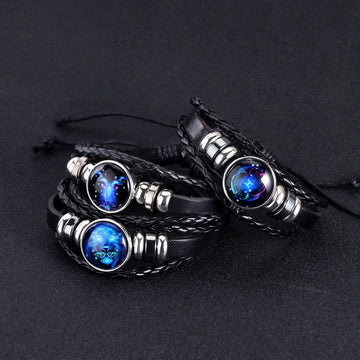Zodiac Constellation Leather Wristband