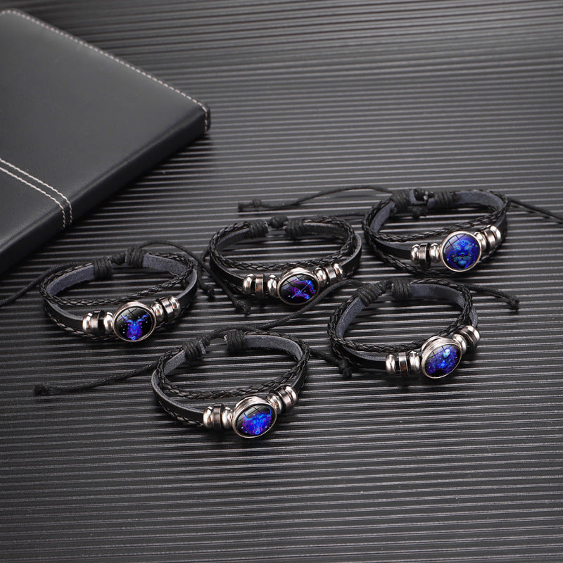 Zodiac Constellation Leather Wristband